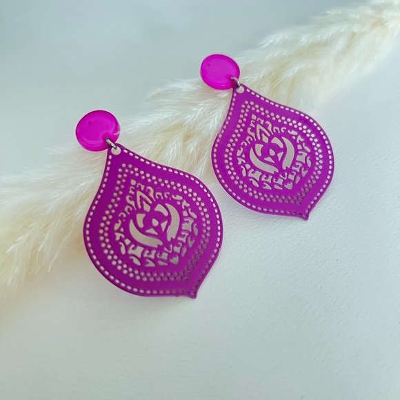 Colorful Ornate Earrings - Pop-of-color Statement Earrings - Summer Earrings - Picture 11 of 16